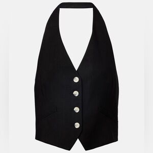 Veronica Beard Arabella Linen Blend Twill Halterneck Vest NWT